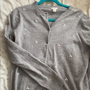 Gray, embroidered J crew Caryn Cardigan (medium)